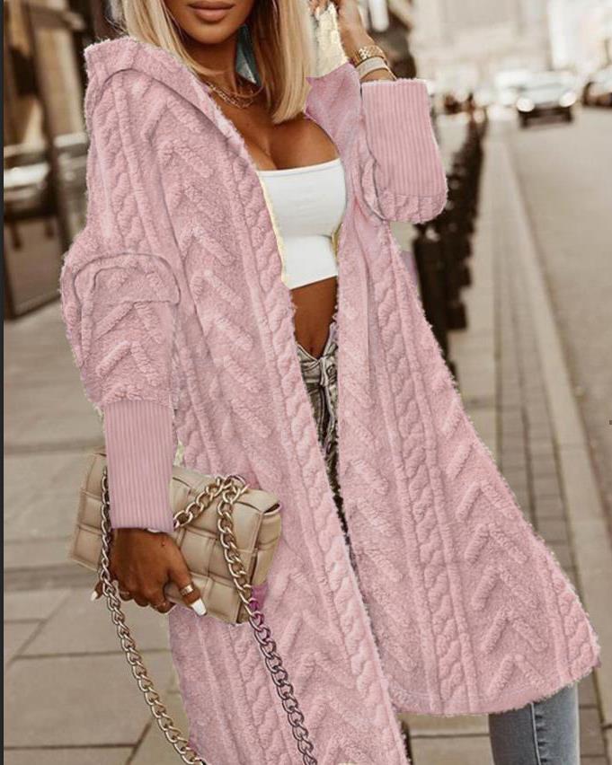 Dames pull-over doux avec capuche et longueur décontractée Chic und Stil