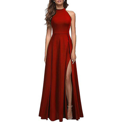 Dames Robe Maxi Élégante avec Fente Haute et Design Sans Manches Chic und Stil