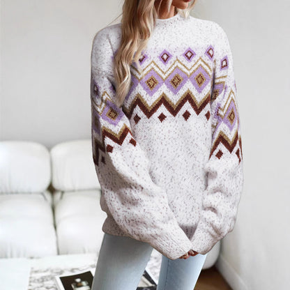 Pull en maille pour femmes avec motif géométrique et coupe décontractée Chic und Stil