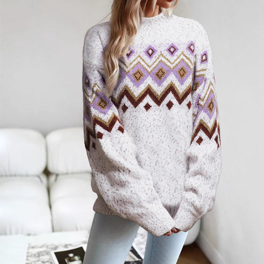 Pull en maille pour femmes avec motif géométrique et coupe décontractée Chic und Stil