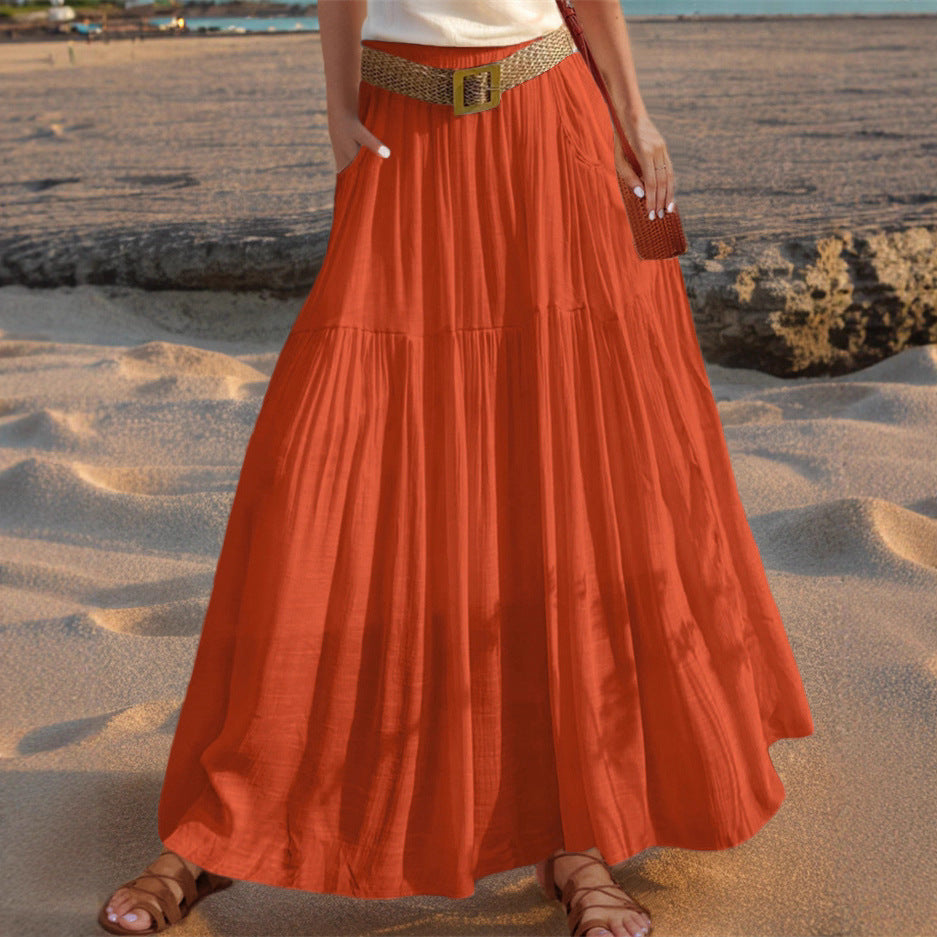 Maxi flared skirt for women with elegant pleated draping and practical pockets Chic und Stil