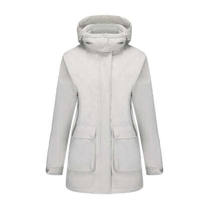 Functional jacket for women with removable hood and practical pockets Chic and Style