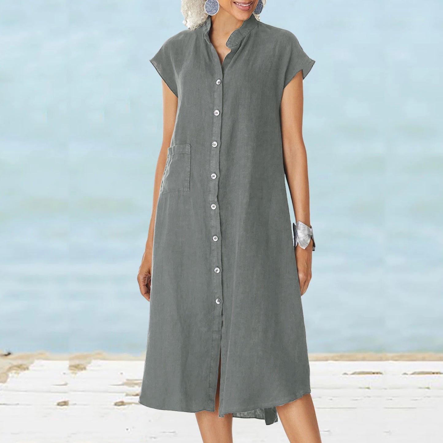 Robe boutonnée décontractée pour femmes Chic und Stil