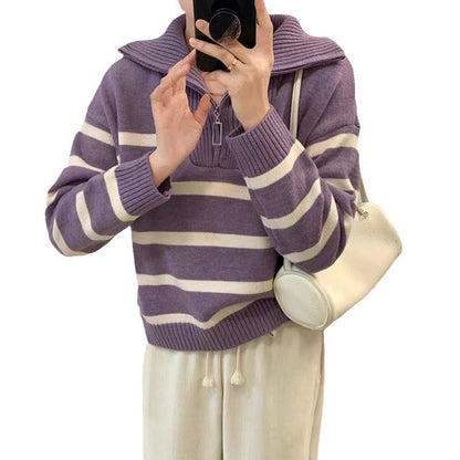 Pull décontracté pour femmes avec col haut et fermeture éclair décorative Chic und Stil
