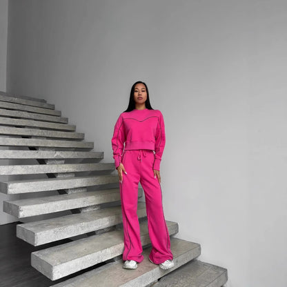 Stylish sweatshirt set for ladies and wide pants Chic und Stil