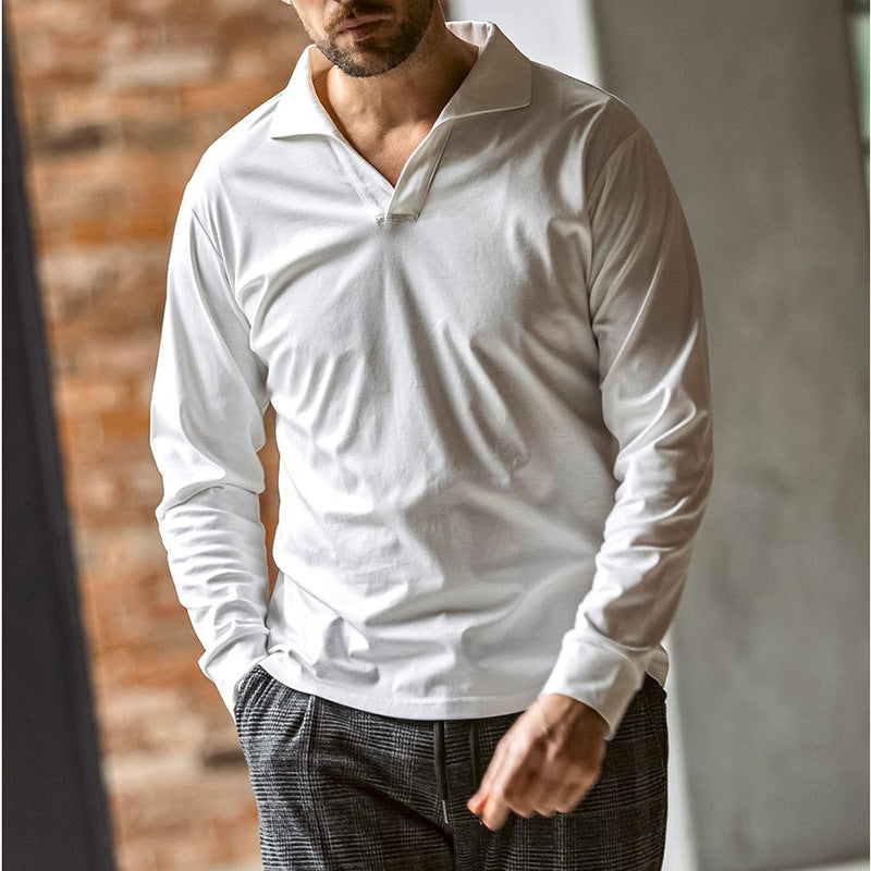 Chemise polo à manches longues pour hommes avec col moderne Chic und Stil