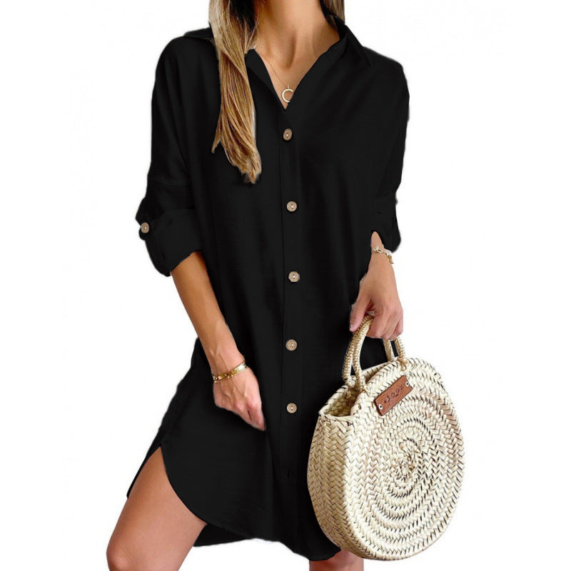 Robe chemise décontractée pour femmes en tissu léger avec fermeture à boutons Chic und Stil