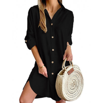 Robe chemise décontractée pour femmes en tissu léger avec fermeture à boutons Chic und Stil