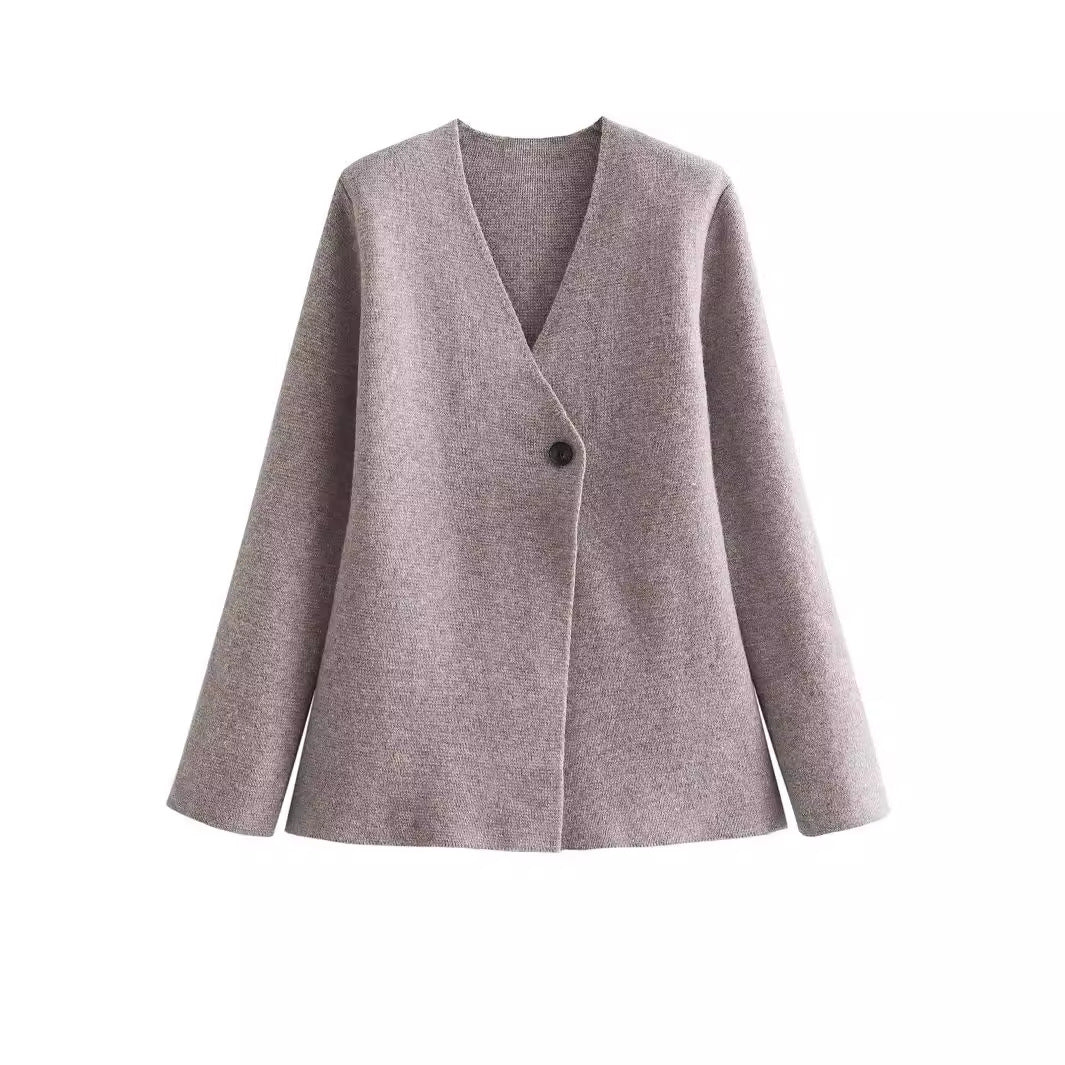 Dames élégante cardigan en tricot avec coupe asymétrique et détail de bouton Chic und Stil