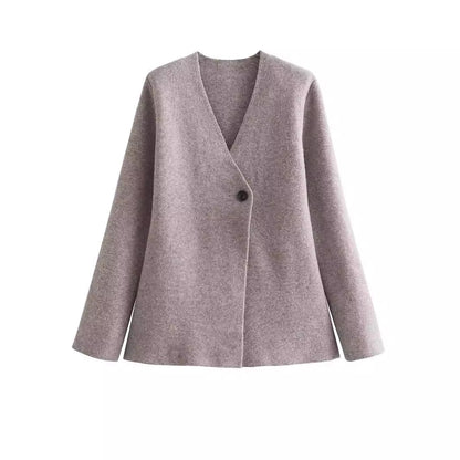 Dames élégante cardigan en tricot avec coupe asymétrique et détail de bouton Chic und Stil