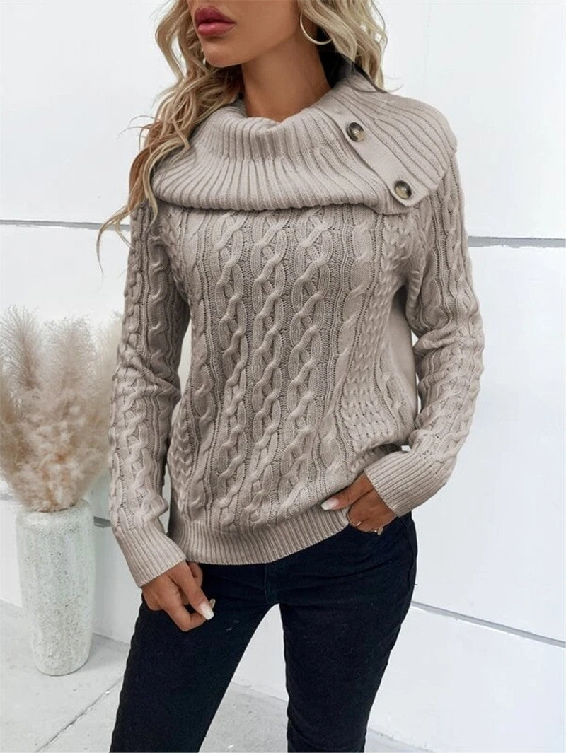 Dames pull en tricot avec col surdimensionné Chic und Stil