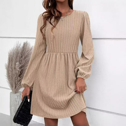 Robe plissée décontractée à manches longues pour femmes Chic und Stil