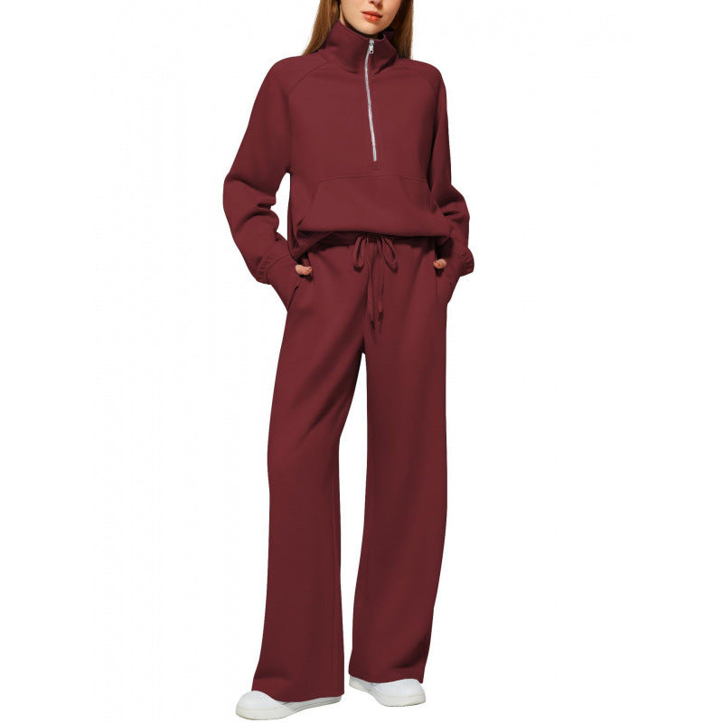 Ladies zip hoodie comfortable and wide pants Chic and Style