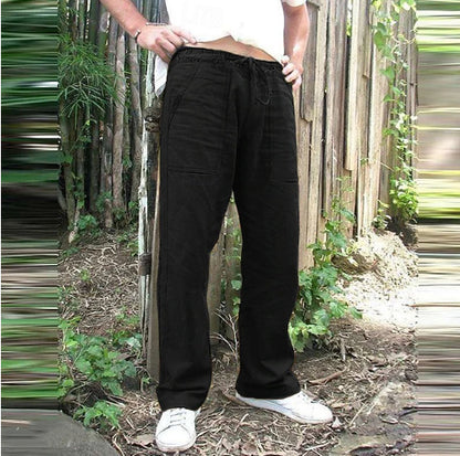 Washed linen pants for men with multiple pockets Chic und Stil