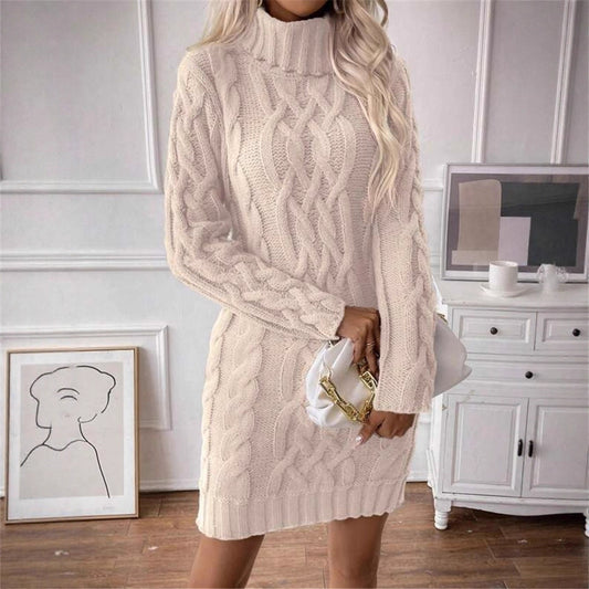 Robe en tricot pour femmes avec col montant et motif en relief Chic und Stil