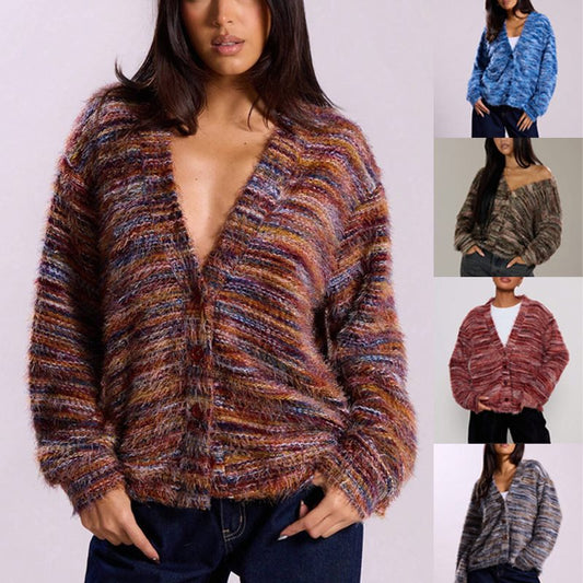 Cardigan décontracté pour femmes en tissu structuré pelucheux Chic und Stil