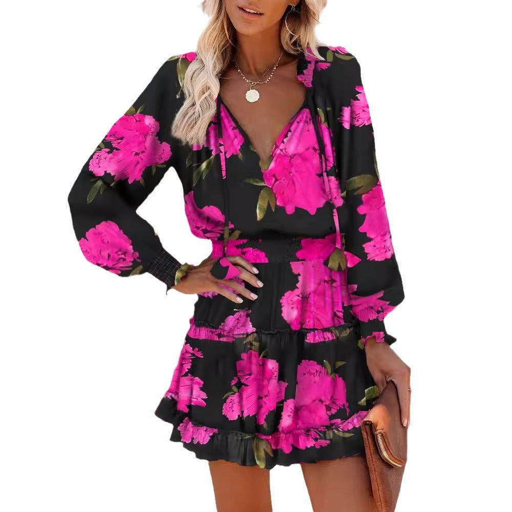 Robe de loisirs à manches courtes pour femmes avec un design ludique Chic und Stil