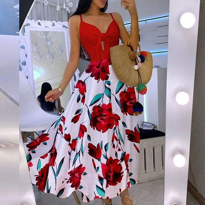 Robe maxi inspirée Boho pour femmes avec détail noué Chic und Stil