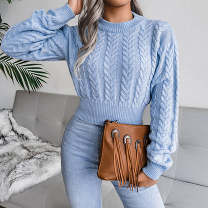 Pull en maille épaisse pour femmes avec ourlet allongé et appliques en cuir synthétique Chic und Stil
