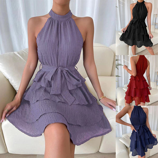 Robe mini dos nu avec volants pour femmes Chic und Stil