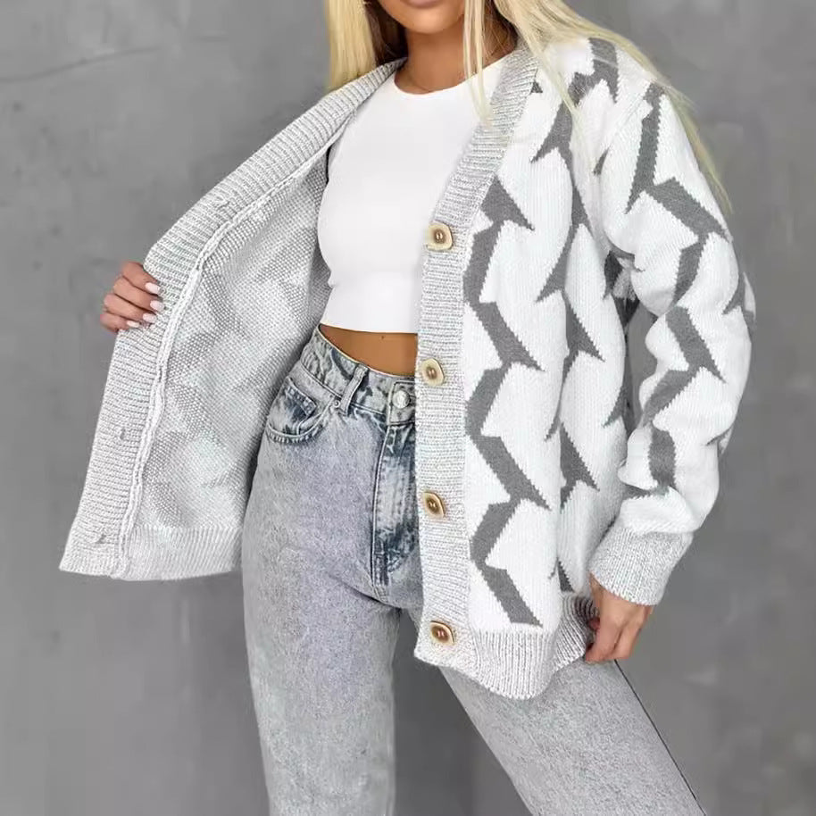 Dame cardigan en tricot confortable avec un design moderne en éclair et fermeture à boutons Chic und Stil