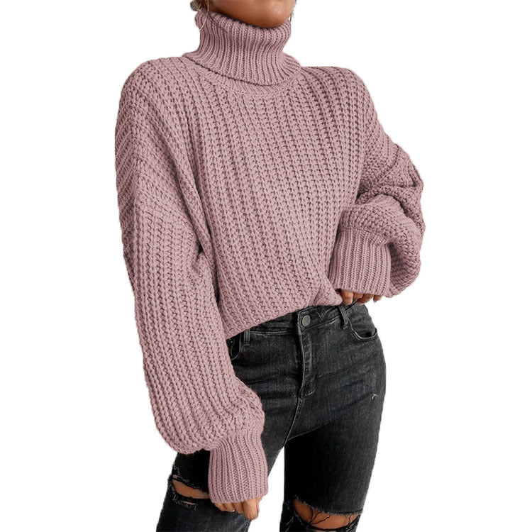 Pull en grosses mailles pour femmes avec col montant et coupe décontractée Chic und Stil