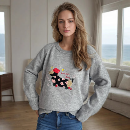 Pull femme avec motif animal et broderies décoratives Chic und Stil