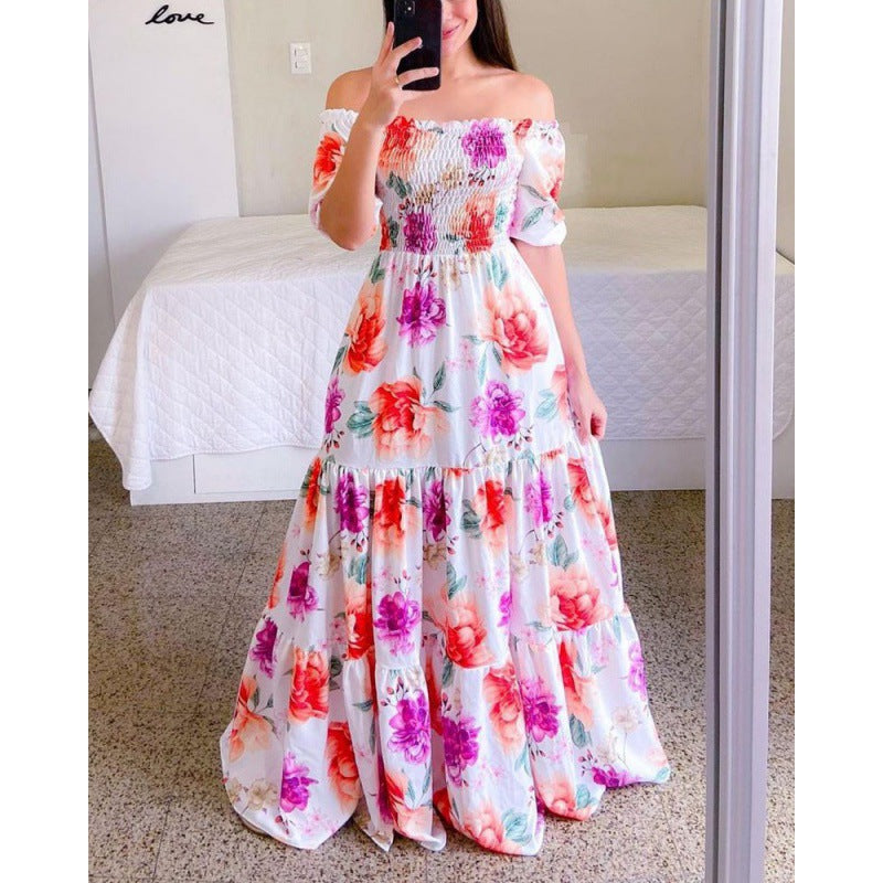 Robe Maxi Volants Off-Shoulder Chic und Stil pour Femmes