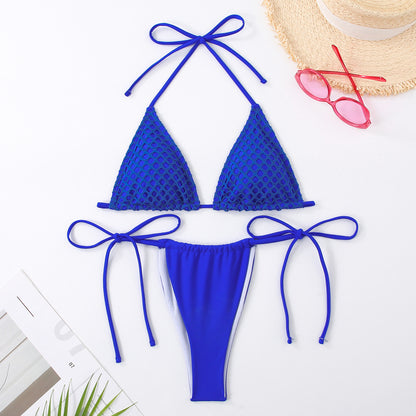 Bikini triangle pour femmes avec un design en filet raffiné et des liens réglables Chic und Stil