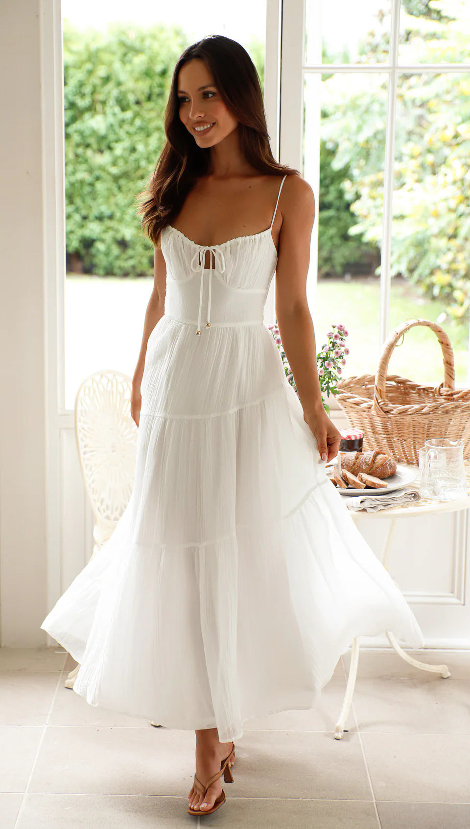 Robe maxi à bretelles réglables pour femmes Chic und Stil