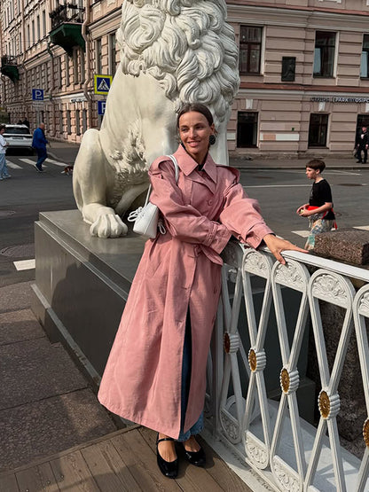 Dames élégant trench-coat avec col haut et fentes latérales Chic und Stil