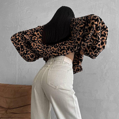 Pull oversized pour femmes à motif léopard Chic und Stil