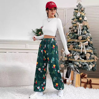 Pantalon de loisirs ample pour femmes avec impression festive Chic und Stil