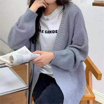 Dames gros tricot cardigan à coupe large et manches longues Chic und Stil