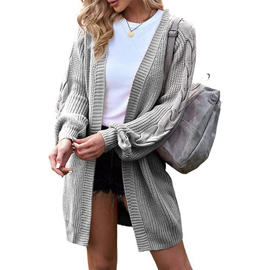 Dames Grand cardigan tricot avec motif en câble et manches oversized Chic und Stil