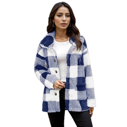 Ladies Fleece Jacket with Pattern and Practical Pockets and Trendy Cut Chic and Style