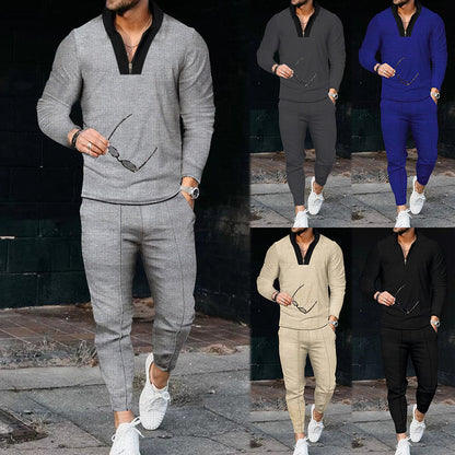 Men Elegant Casual Set with Structured Top and Matching Pants Chic and Style