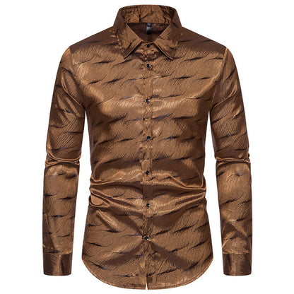 Chemise élégante à manches longues pour hommes avec motif ondulé brillant Chic und Stil