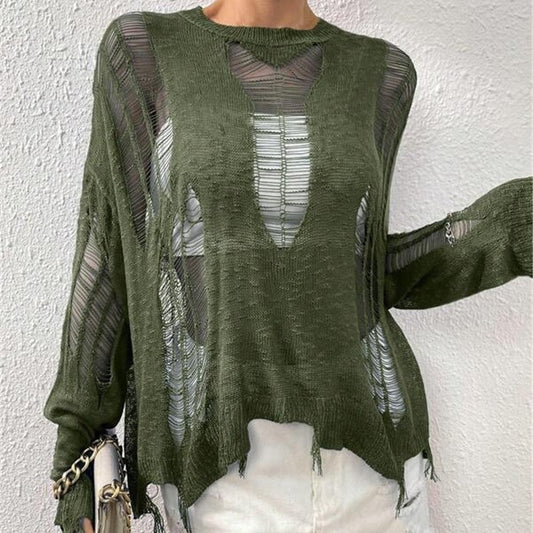 Pull en tricot surdimensionné pour femmes avec des découpes à la mode Chic und Stil