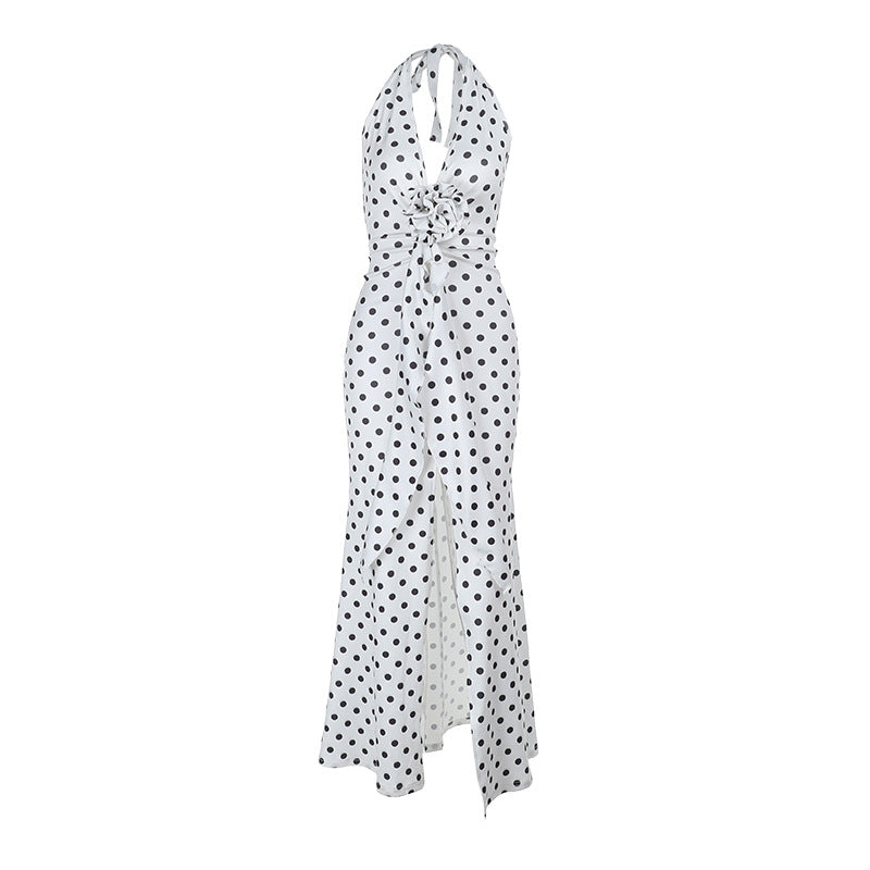 Femmes Robe Maxi Élégante à Pois Chic und Stil