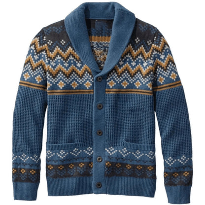 Men's knit jacket with traditional Norwegian pattern and large pockets Chic and Style