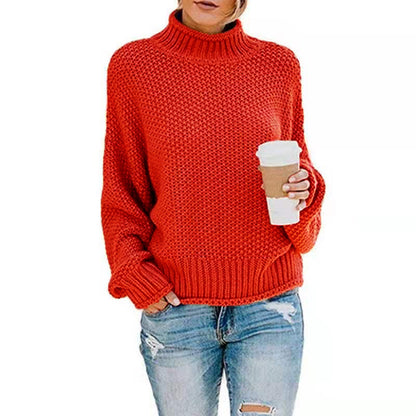 Dames pull en grosse maille avec col montant et surface texturée Chic und Stil