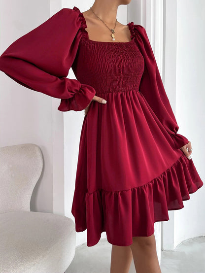 Robe à manches bouffantes pour femmes avec détails en dentelle et haut élastique Chic und Stil