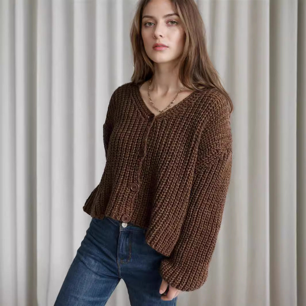 Dames gilet en grosse maille avec des détails de boutons tendance et une coupe décontractée Chic und Stil