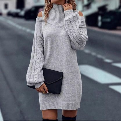 Robe tricot femme avec design off-shoulder et structure complexe de motif en torsades Chic und Still