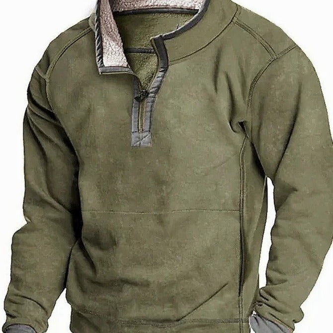 Pull en polaire pour hommes avec col montant et fermeture éclair pratique Chic und Stil
