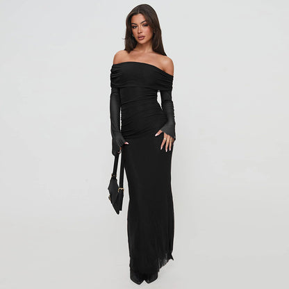 Robe maxi à volants dénudé des épaules Chic und Stil 1751521858