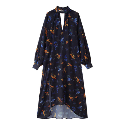 Robe maxi pour femme avec col montant élégant et design floral imprimé Chic und Stil