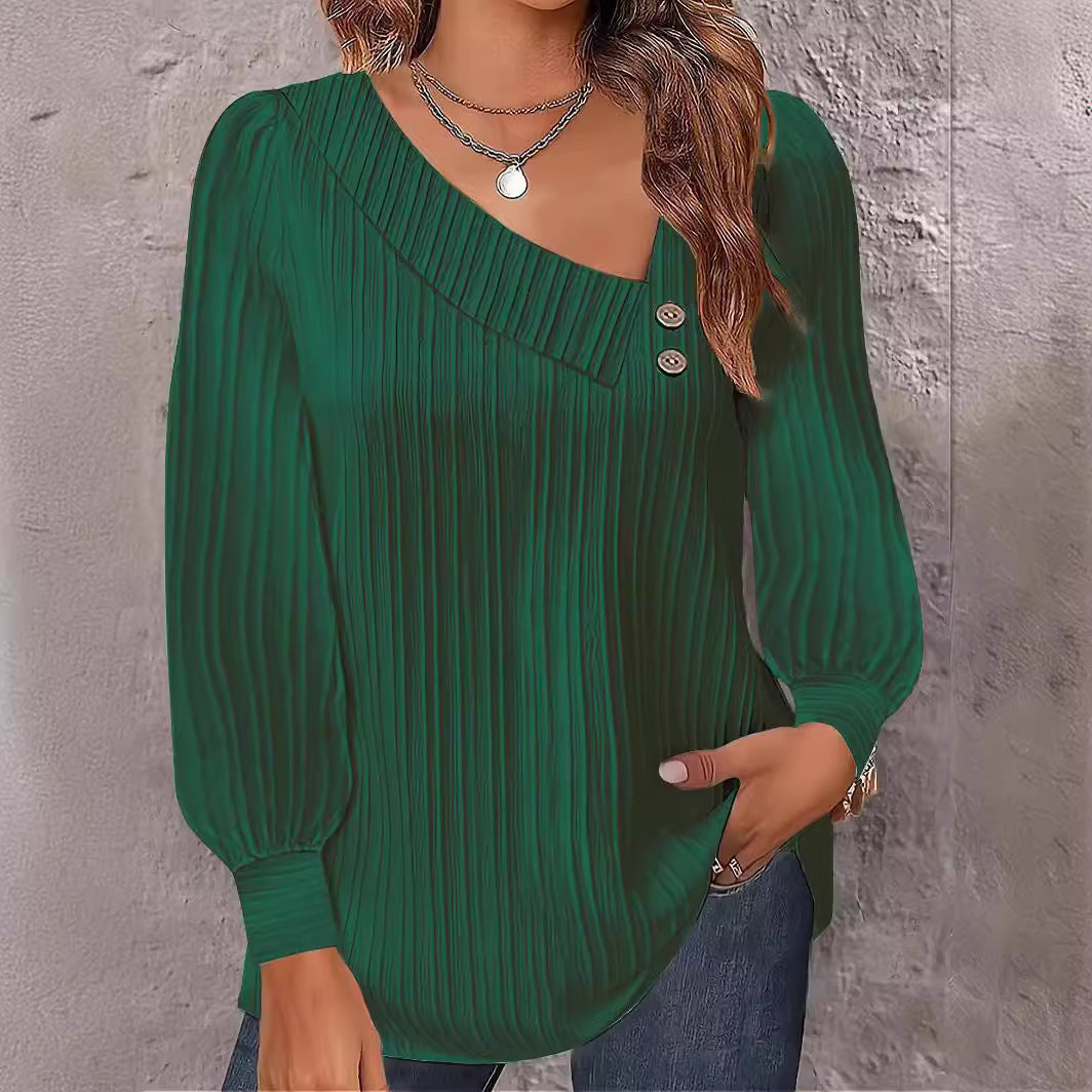 Dames Élégant haut avec design côtelé texturé et détails de boutons Chic und Stil