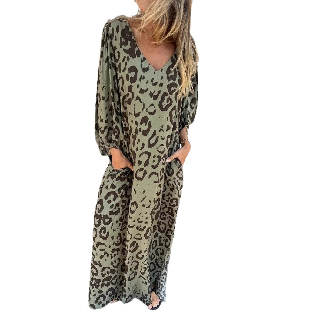 Robe maxi pour femmes avec décolleté V profond et poches latérales Chic und Stil